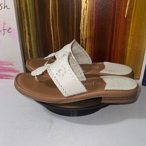 Palms Carolina White Leather Thong Sandals - Women’s Size 5.5